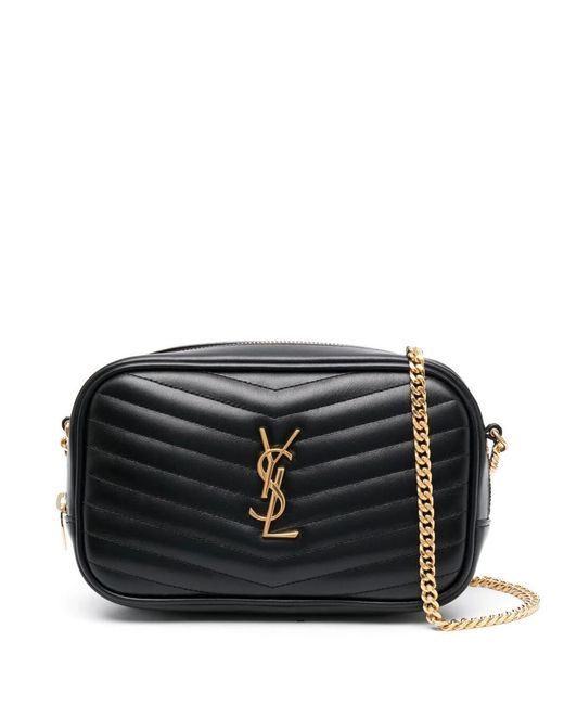 Lou Mini Leather Crossbody Bag in Black - Saint Laurent