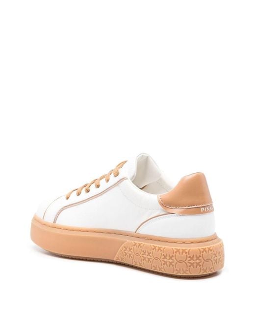 Pinko Pink Calf Leather Sneakers With Love Birds Motif
