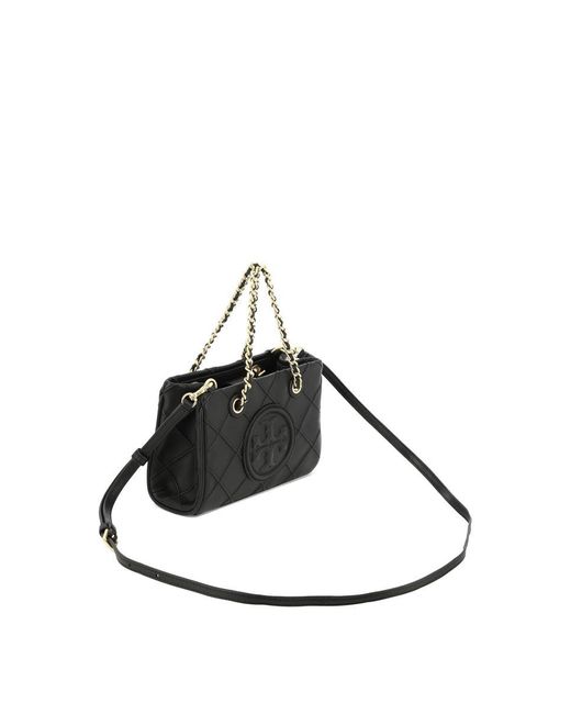 Tory Burch Black "Mini Fleming Soft Chain" Handbag