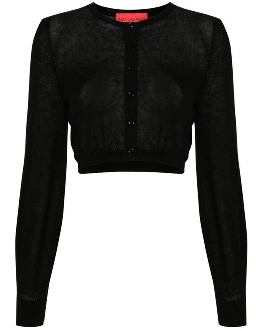Wild Cashmere Black Silk And Cashmere Blend Cropped Cardigan