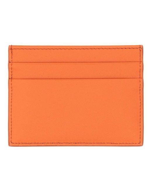 Dolce & Gabbana Orange Leather Card Holder
