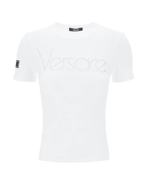 Versace White "Logo Rhinestone T-Shirt
