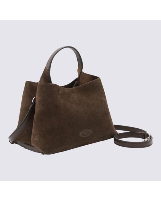 Tod's Brown Suede Top Handle Bag