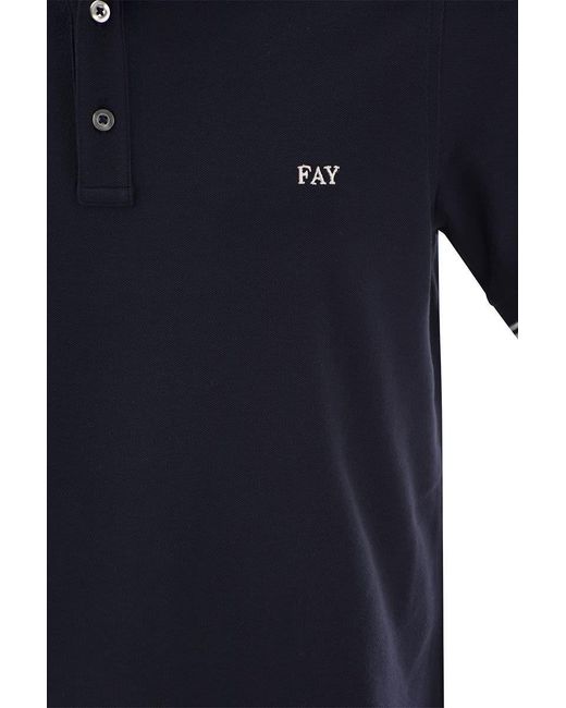 Fay Blue Stretch Polo for men
