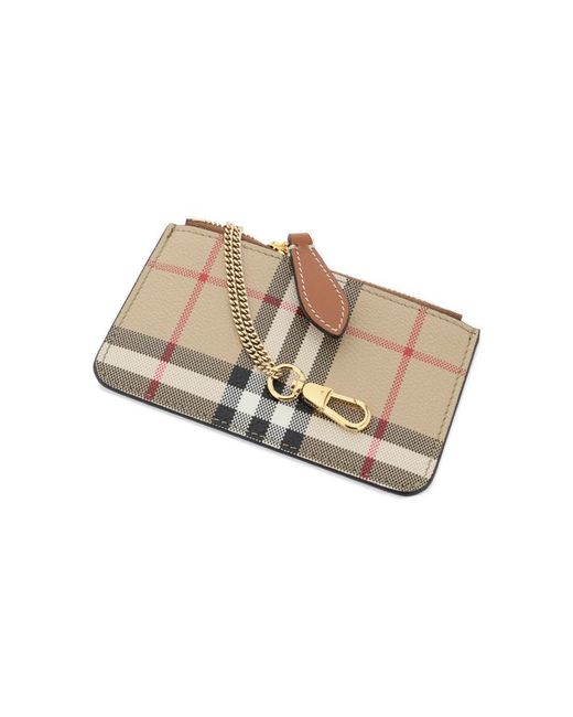 Burberry Brown Check Coin Purse With Chain Strap