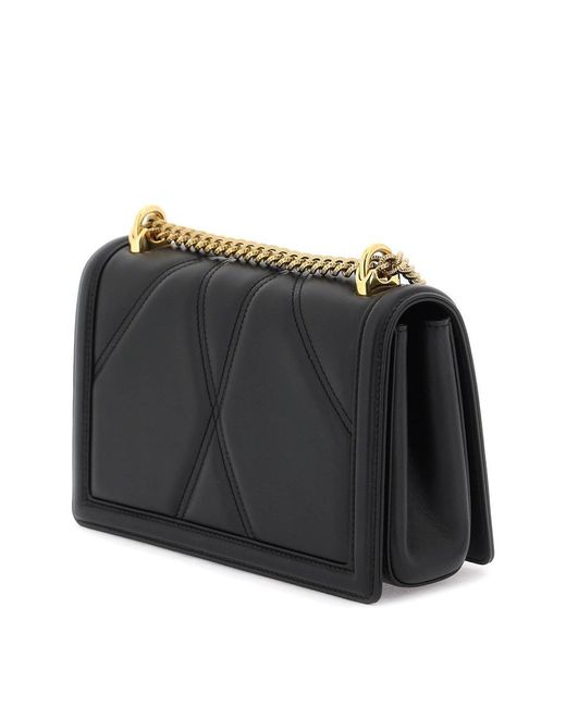 Dolce & Gabbana Black Medium Devotion Bag In Quilted Nappa Leather