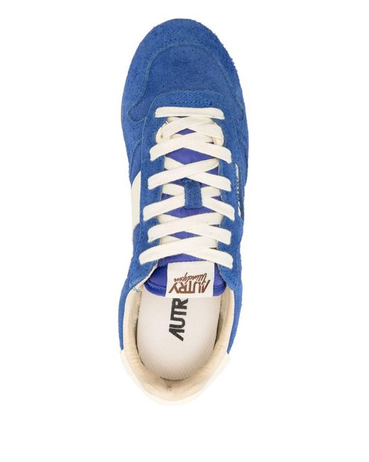 Autry Blue Windspin Low Suede Leather Sneakers