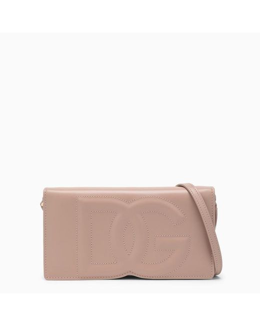 Dolce & Gabbana Dolce&gabbana Powder Pink Leather Phone Bag With Logo
