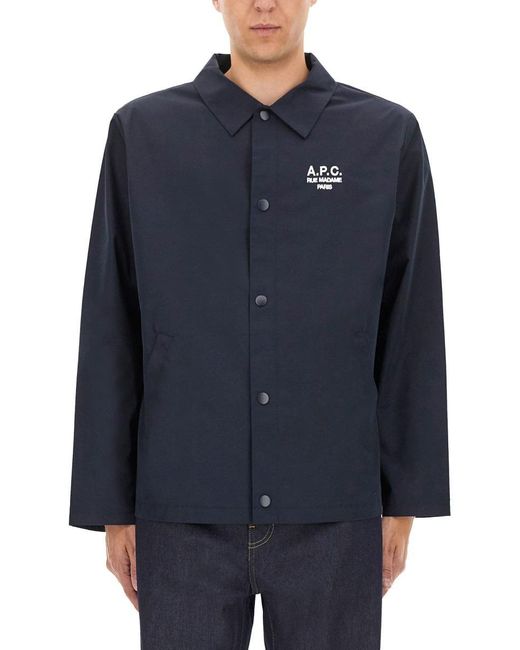 A.P.C. Blue Blouson "Regis" for men