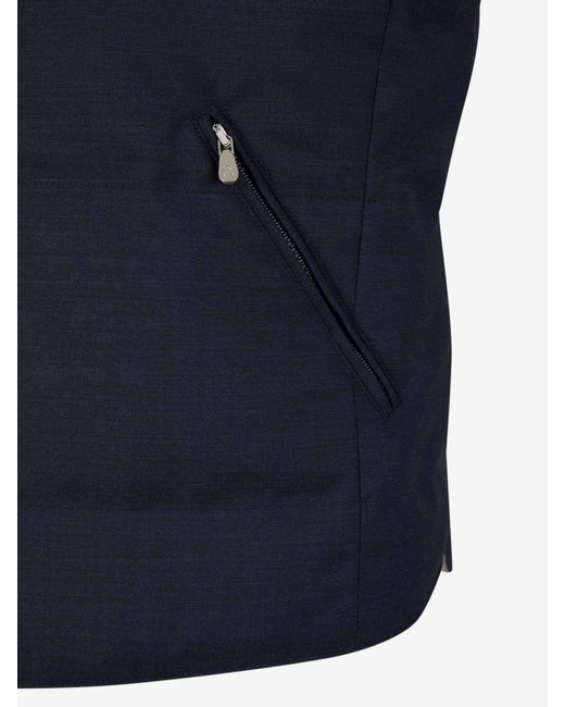 Brunello Cucinelli Blue Hood Wool Vest for men