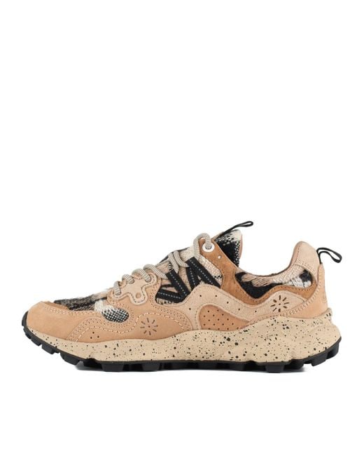 Flower Mountain Brown Yamano 3 Beige Suede Sneakers And Wool Details