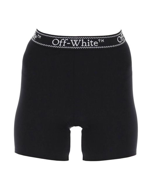 Off-White c/o Virgil Abloh Black Off- Sporty Shorts With Branded Stripe