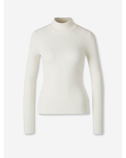 Courreges White High Neck Sweater