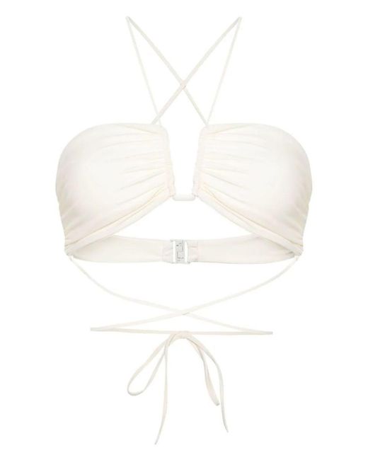 Magda Butrym White Draped-detail Bikini Top