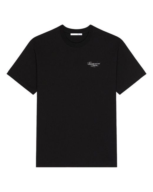 Givenchy Black Stamp Print Cotton T-Shirt for men