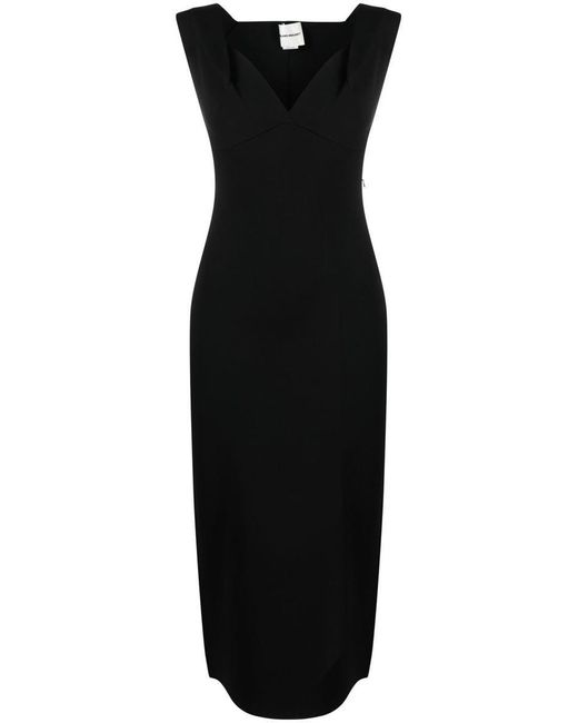 Roland Mouret Black Sweetheart-neck Midi Dress