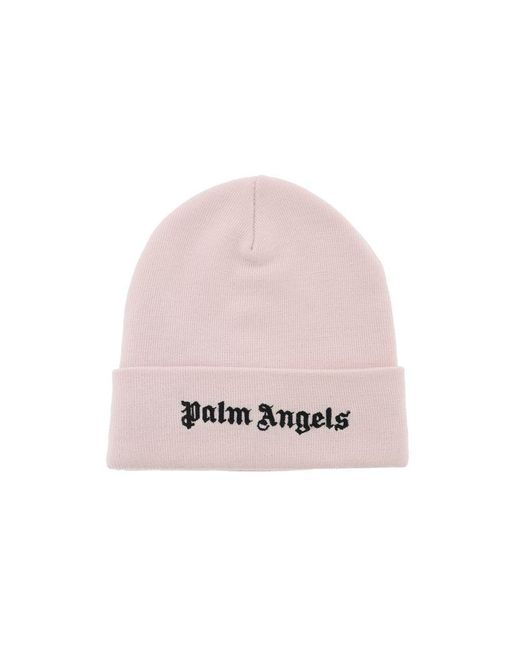 Palm Angels Pink Beanie With Logo for men