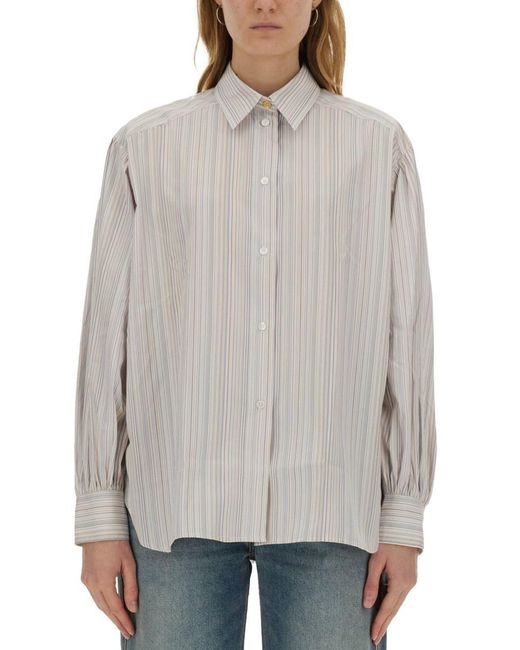 Paul Smith Gray Striped Cotton Shirt