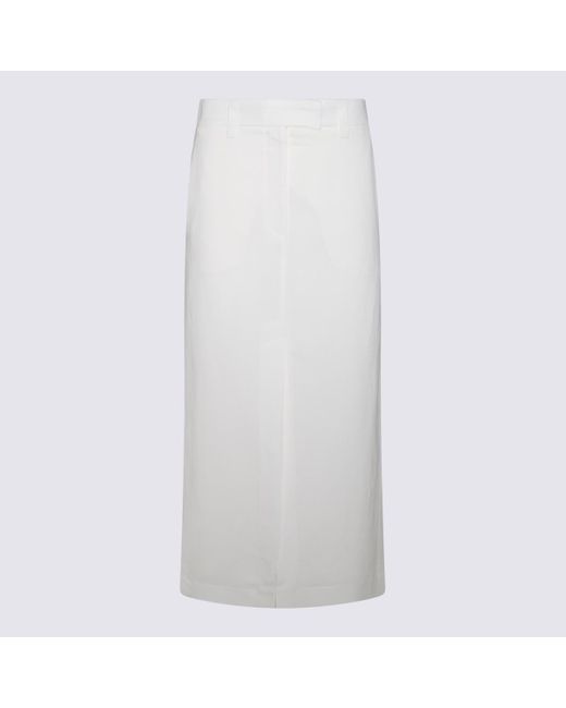 Brunello Cucinelli White Viscose Midi Skirt