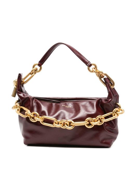 Balmain Brown Sync Medium Leather Shoulder Bag