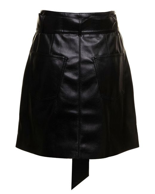 Nanushka Black Meda Skirt In Vegan Leather Woman