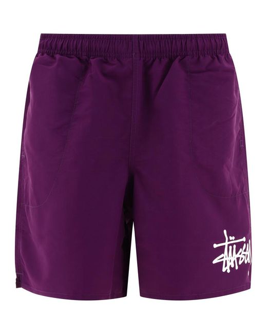 Stussy Purple Big Basic Swim Shorts for men