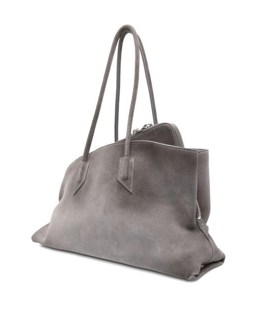 The Attico Gray La Passeggiata Medium Leather Shoulder Bag