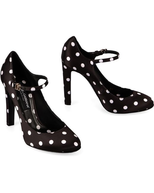 Dolce & Gabbana Black Bianca Polka-Dot Satin Pumps