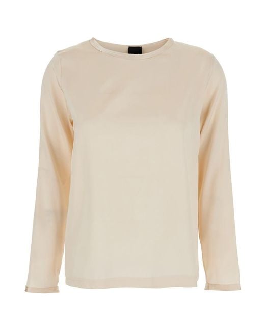 Plain Natural Long Sleeves Blouse