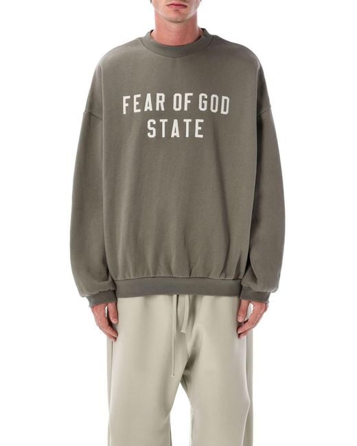 Fear Of God Gray 90's Fleece Crewneck Moss for men