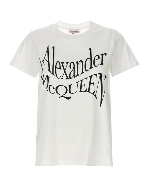 Alexander McQueen White Logo Print T-Shirt