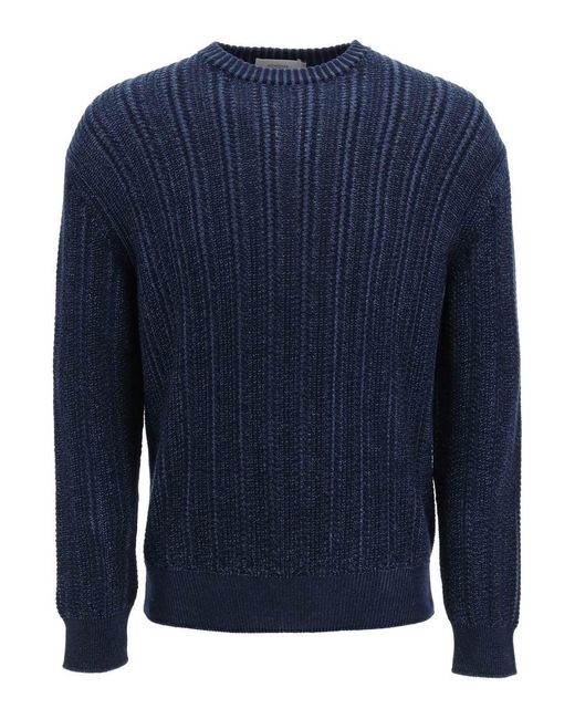 Agnona Blue Cashmere, Silk And Cotton Sweater for men