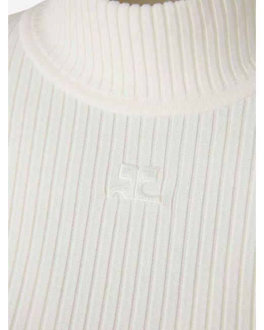 Courreges White High Neck Sweater