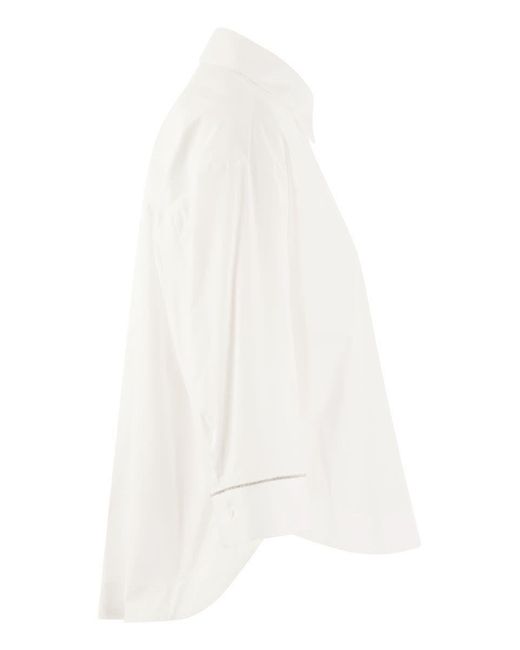 Peserico White Plain Cotton Poplin Shirt