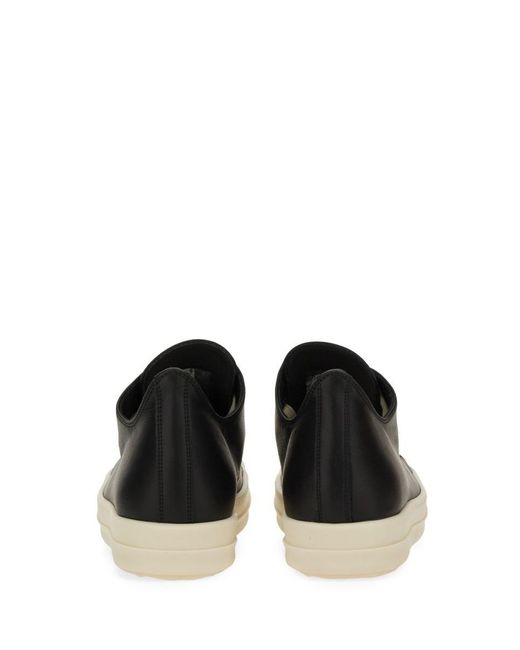 Rick Owens Black Leather Sneakers
