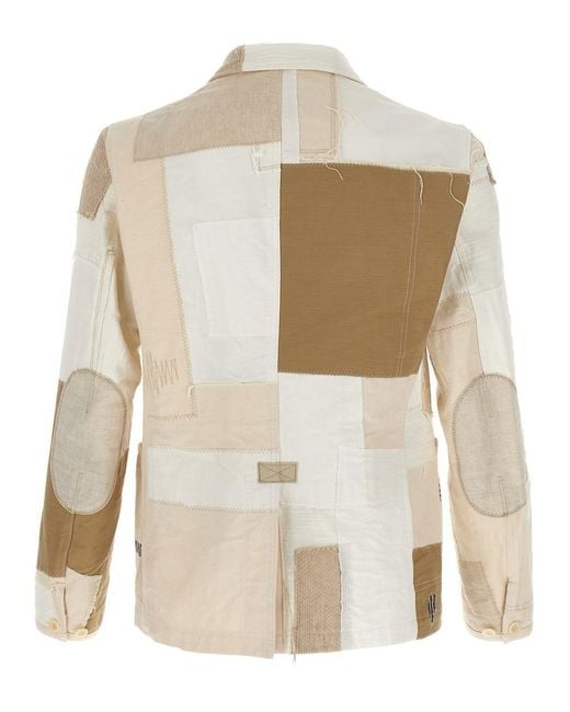 Junya Watanabe White Deconstructed Patchwork Blazer for men