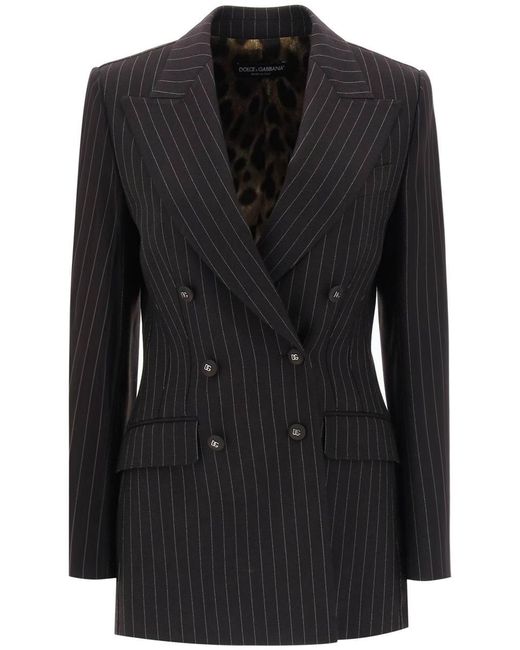 Dolce & Gabbana Black Pinstriped Turlington Jacket