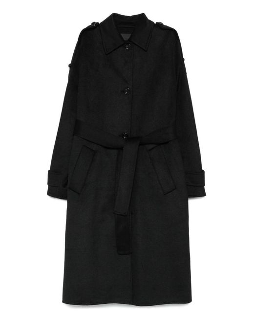 Liu Jo Black Long Coat With Fringes