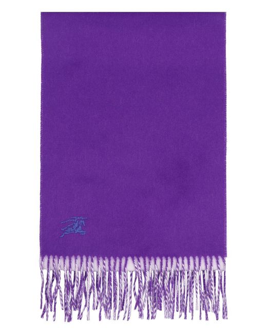 Burberry Purple Cashmere Scarf With Fringes
