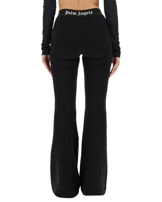Palm Angels Black Logo Tape Flare Trousers
