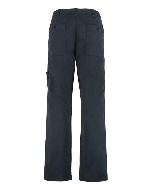 Stone Island Blue Straight Trousers for men