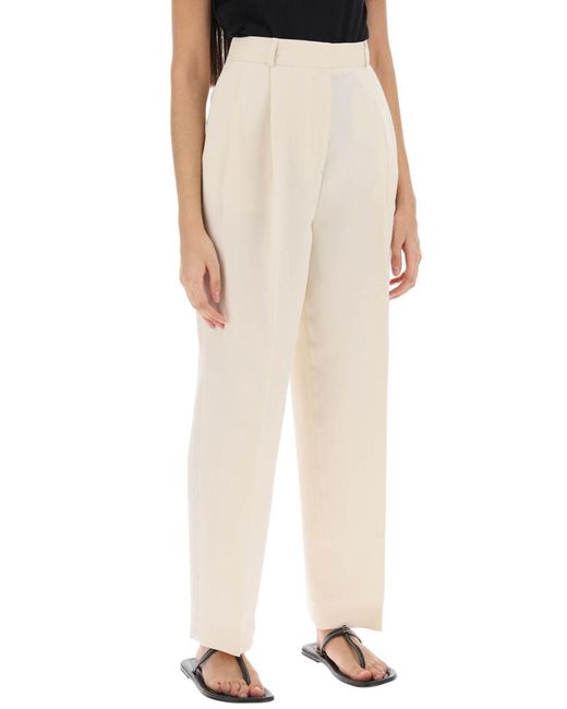 Totême  White Toteme Double-pleated Viscose Trousers