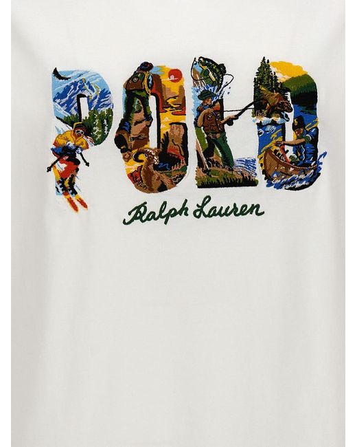 Polo Ralph Lauren White Logo Embroidery T-Shirt for men