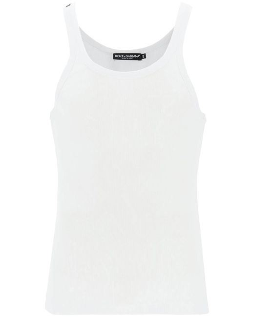Dolce & Gabbana White "Ribbed Slim Shoulder Tank Top for men