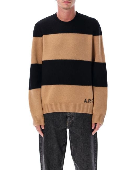 A.P.C. Black Edwardo Striped Wool Jumper for men