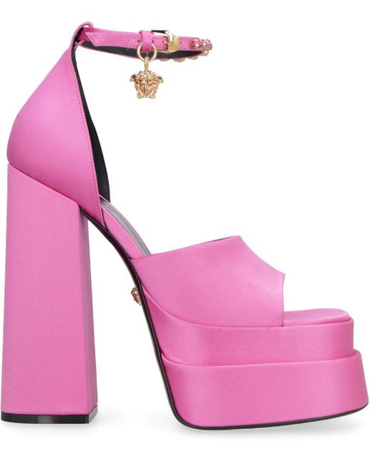 Versace Pink Medusa Aevitas Satin Sandals