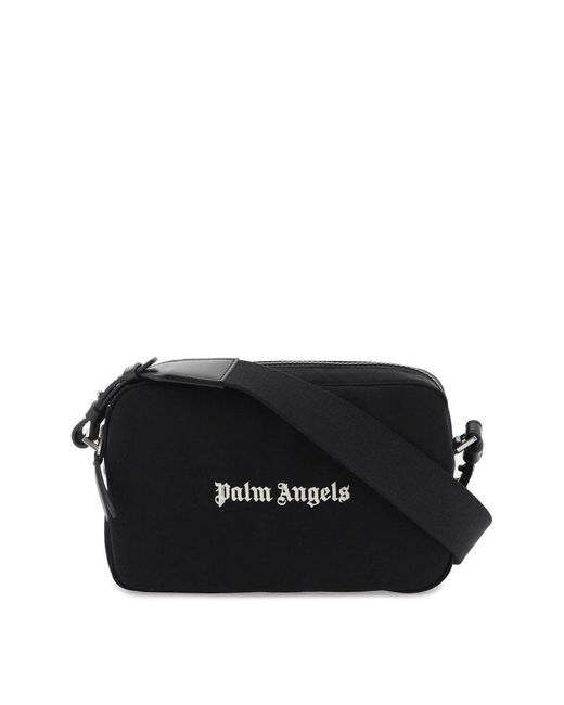 Palm Angels Black Embroidered Logo Camera Bag With for men