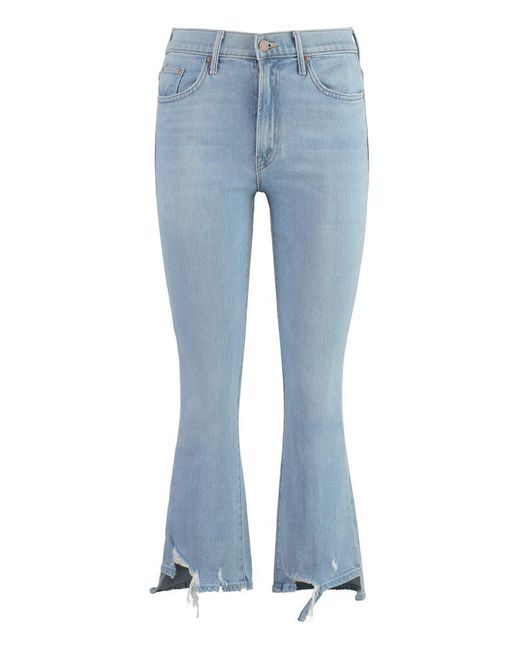 Mother Blue The Insider Crop Step Chew Stretch Cotton Jeans