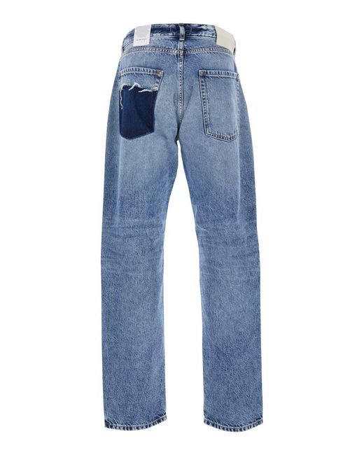 ICON DENIM Blue Light Jeans With Belt Loops And Logo Patch On The Rear for men