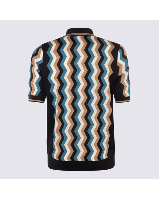 Dolce & Gabbana Black Multicolour Silk Polo Shirt for men